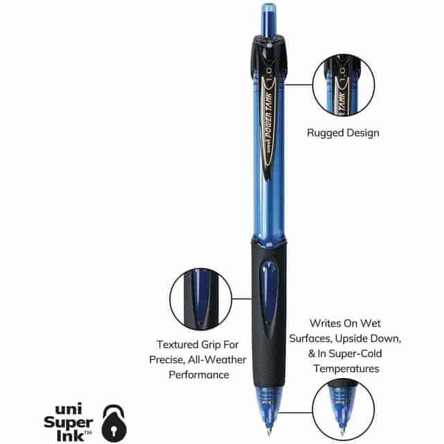 Uni-Ball Power Tank SN-220, Penna A Sfera Retrattile 1.0 Mm, Inchiostro Nero, Confezione Da 6, Scrive Ovunque Anche A -20°C - 3