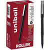 UBC60153 - Roller Rollerball Pen, 0.5 mm Pen Point, Blue Ink, Water Based, Black Stainless Steel Barrel, 12 / Dozen