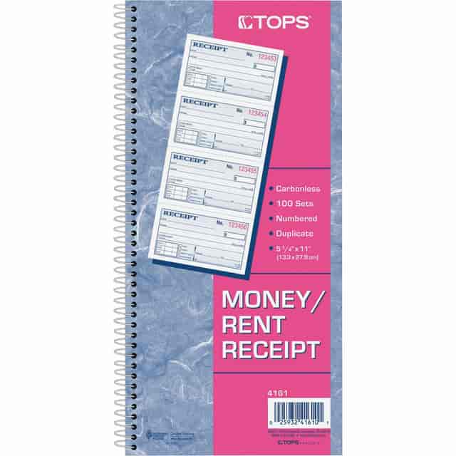 Carnet De Reçus Spiralé Tripli Sans Numérotation 2 3/4 X 7 Pouces - 120 Ensembles Par Livre