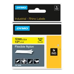 Rhino Flexible Nylon Industrial Label Tape Cassette, 1/2" x 11-1/2 ft, Yellow