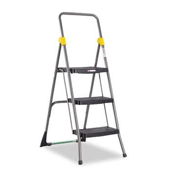 Commercial 3-Step Folding Step Stool, 300lb Duty, 20-1/2wx32-5/8dx52-1/8h, Gray