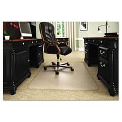 ExecuMat Studded Beveled Chair Mat, High Pile Carpet, 46w x 60l, Clear