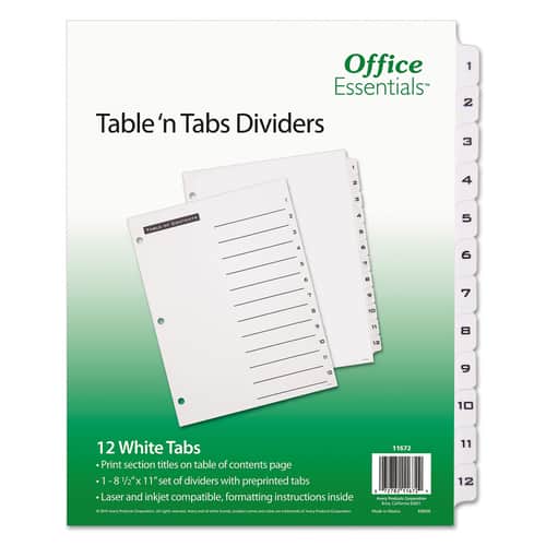Table 'n Tabs Dividers by Office Essentials™ AVE11672 | OnTimeSupplies.com