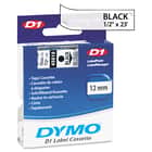 DYM45010 - D1 Standard Tape Cartridge for Dymo Label Makers, 1/2in x 23ft, Black on Clear