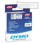 DYM45020 - D1 Standard Tape Cartridge for Dymo Label Makers, 1/2in x 23ft, White on Clear