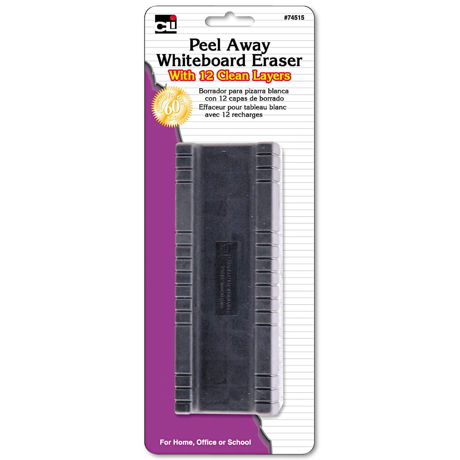 Charles Leonard Peel-Away Whiteboard Eraser - 12 Pack, 5 Inch, 12 Disposable Felt Layers