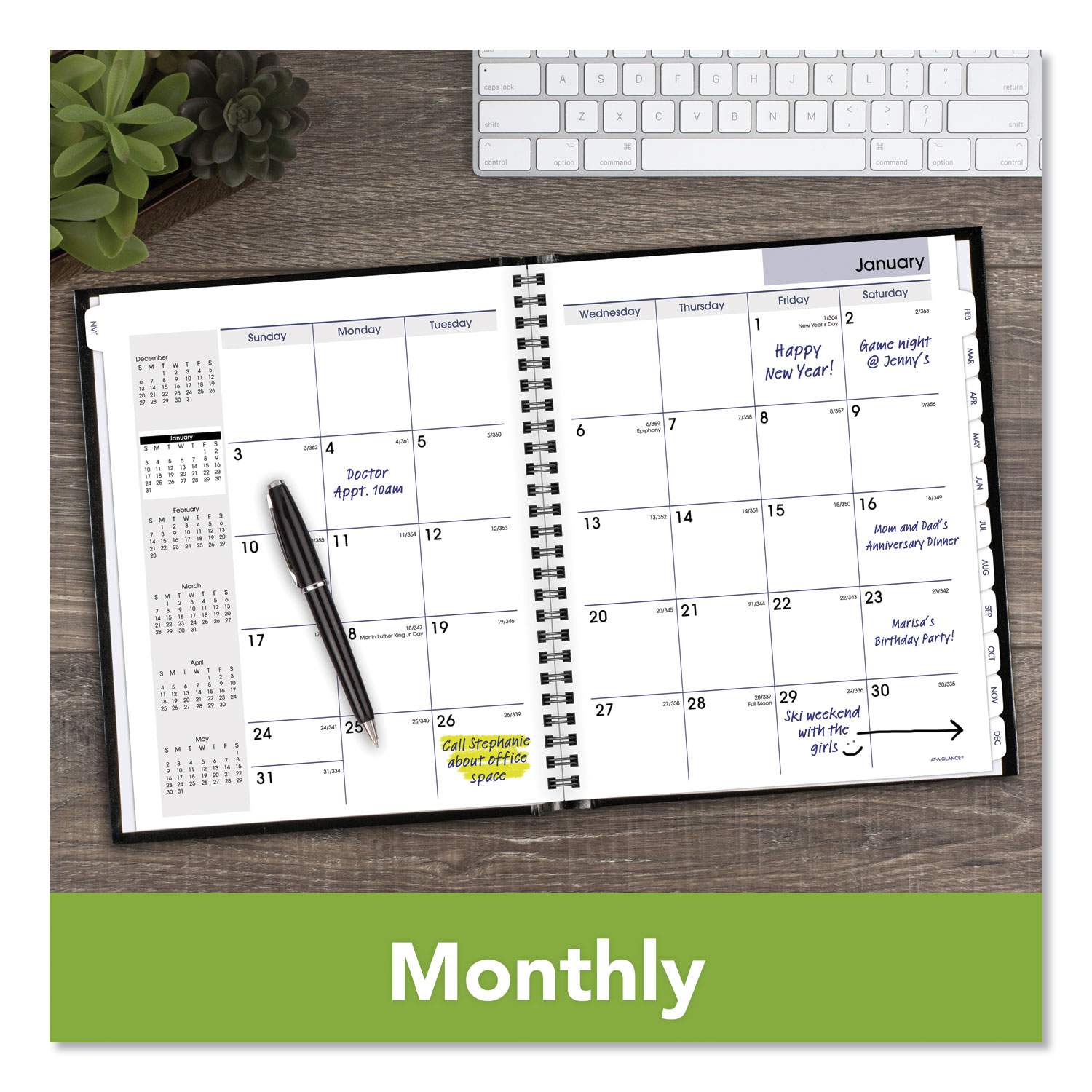 AT A GLANCE DayMinder Hardcover Monthly Planner 7 X 8 12 Black January