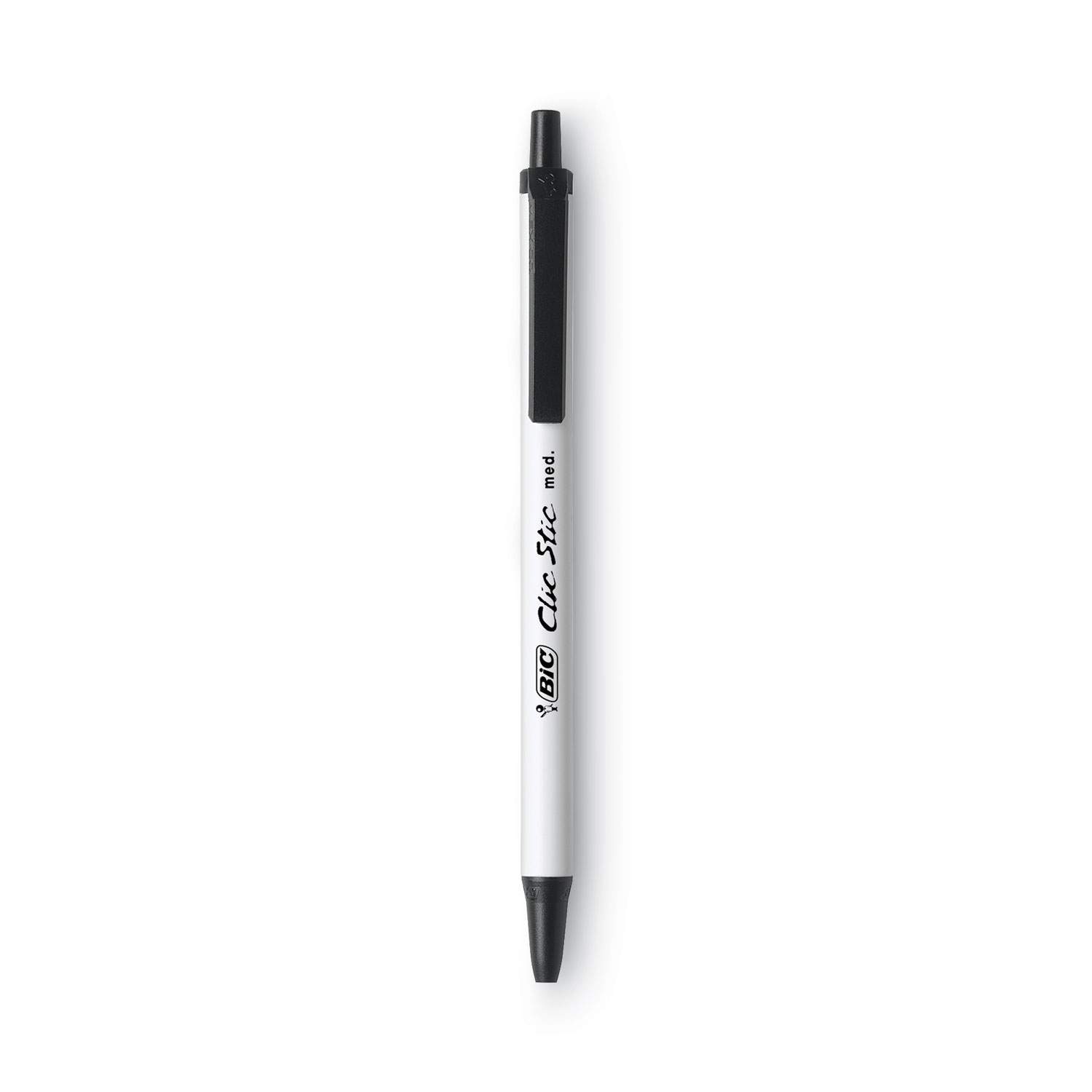 BIC Clic Stic Kugelschreiber – Schwarz, 1 Mm, Medium, Packung Mit 12 Stück | Zuverlässig & Praktisch Für Büro, Schule & Uni