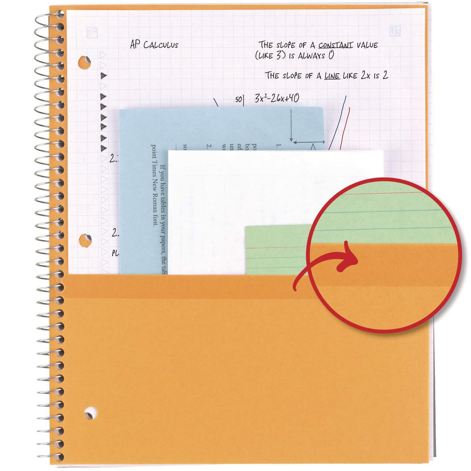 World Standard – Journal Standard Standards® 5 Subject, Wirebound Notebook, Wide Rule, 180