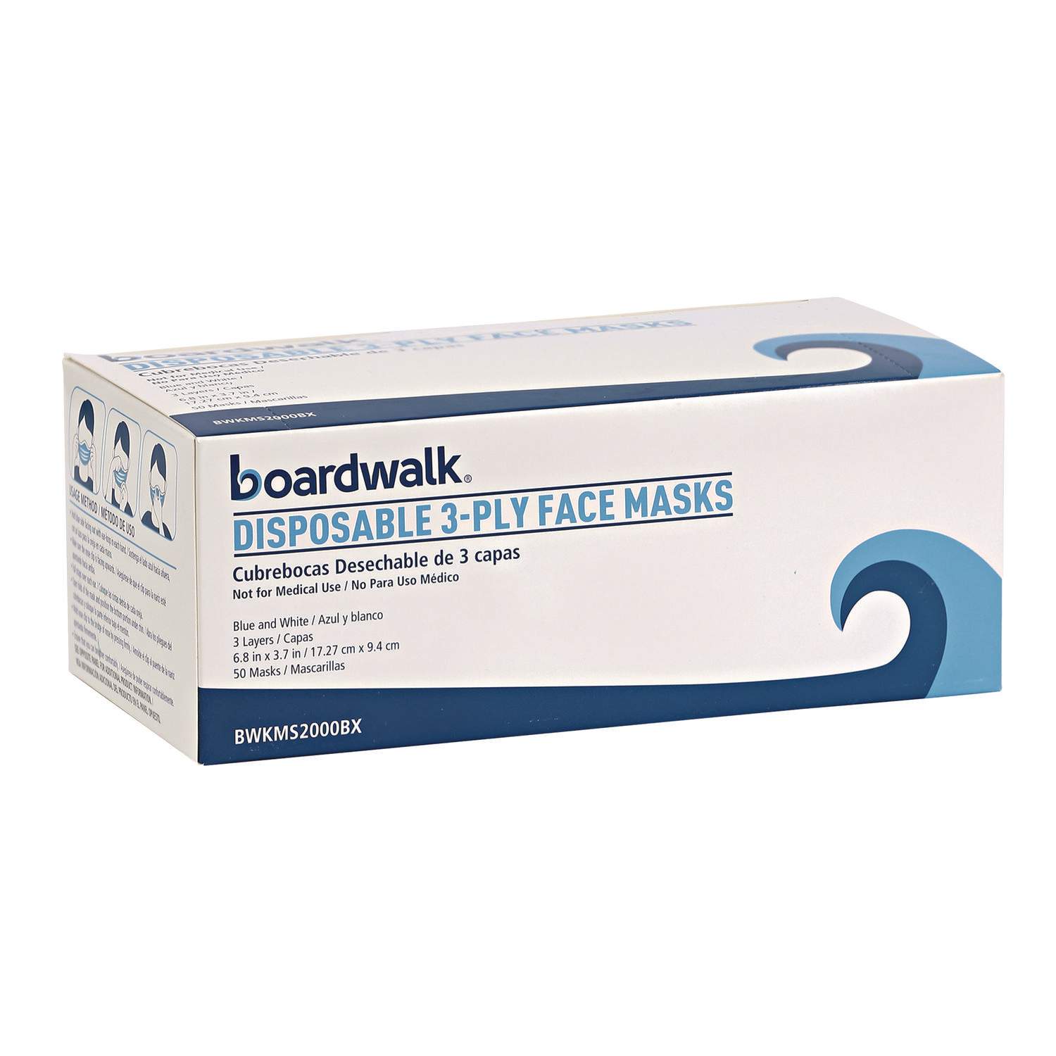 Three-Ply General Use Face Mask by Boardwalk® BWKMS2000BX