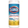 CLO01594EA - Disinfecting Wipes, Bleach Free Cleaning Wipes, 1-Ply, 7 x 8, Crisp Lemon, White, 35/Canister