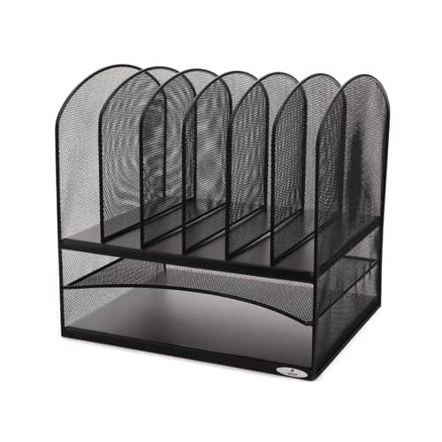 Onyx Mesh Desk Organizer with Two Horizontal and Six Upright Sections