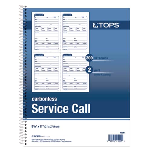 Service Call Book by TOPS TOP4100 | OnTimeSupplies.com