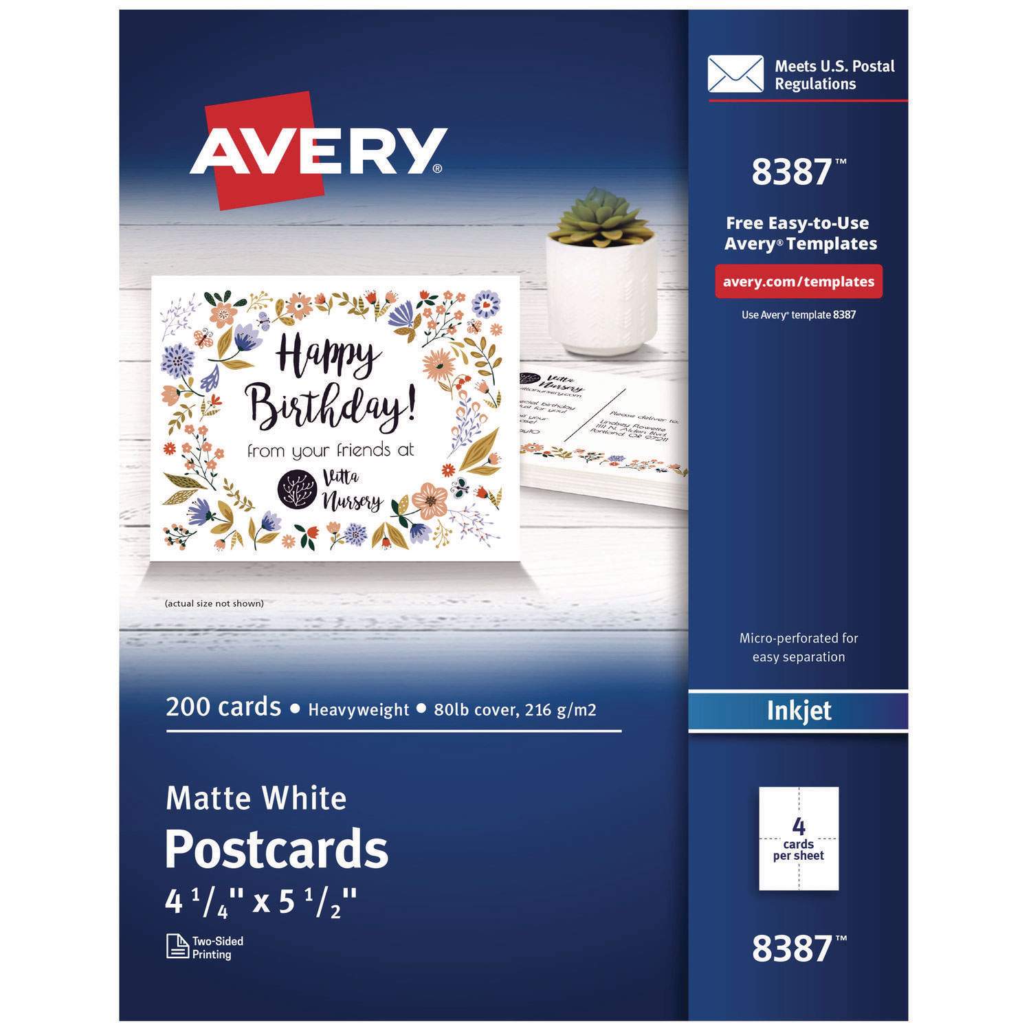 Printable Postcards by Avery® AVE8387 | OnTimeSupplies.com