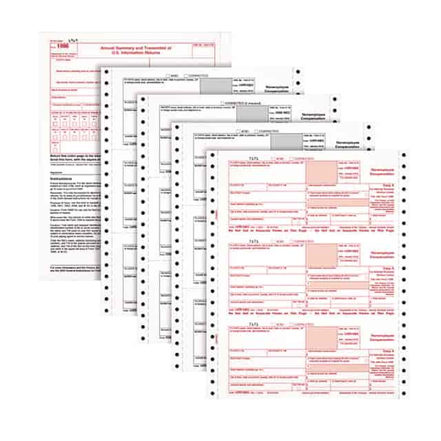 1099-NEC Continuous Tax Forms, Fiscal Year: 2023, Four-Part Carbonless, 8.5 x 5.5, 2 Forms/Sheet, 24 Forms Total