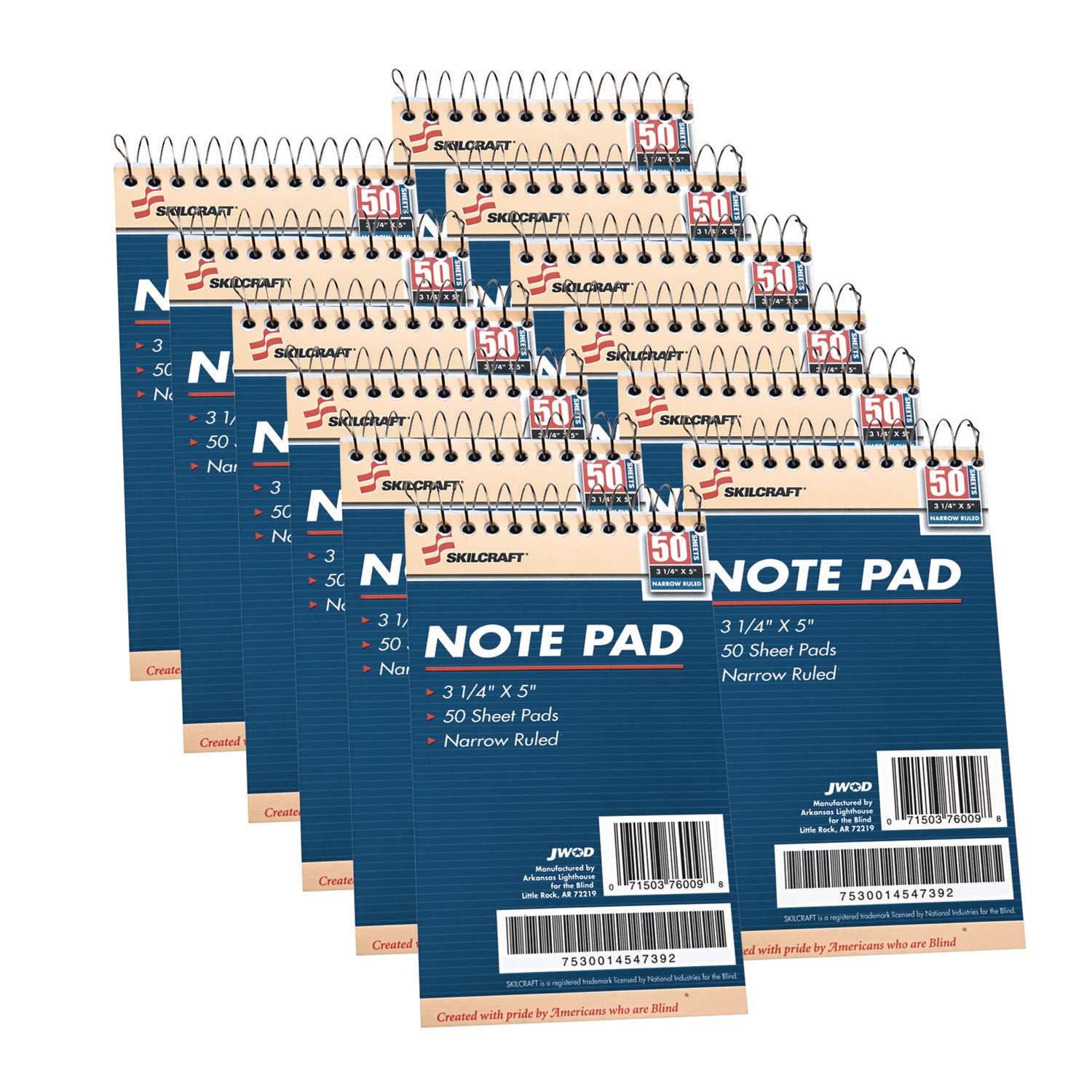 AbilityOne® Note Pad — 50 Sheets — 12-Pack — NSN4547392