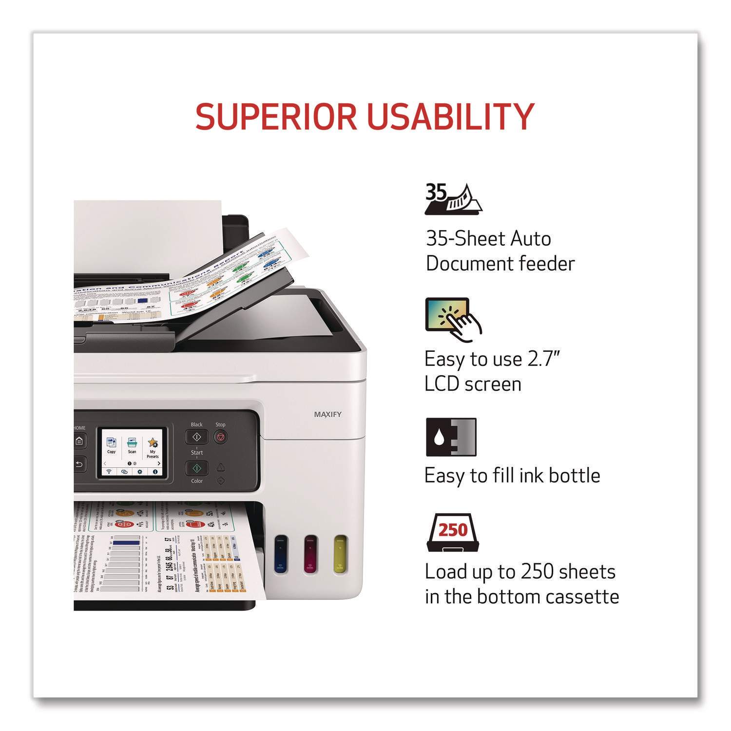 MegaTank MAXIFY GX4020 Wireless Color All-in-One Inkjet Printer by