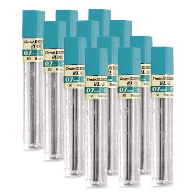 Pentel Ricariche Minere Super Hi-Polymer 0.7 Mm HB - 12 Pezzi, Mina Nera Per Portamine, Antirottura E Scansione Garantita - 2