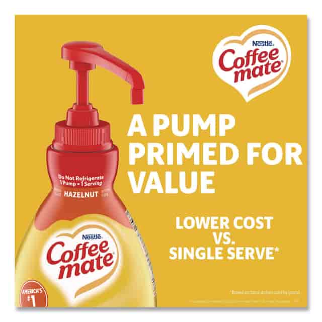 Liquid Coffee Creamer, Hazelnut, 1.5 L Pump Bottle, 2/Carton