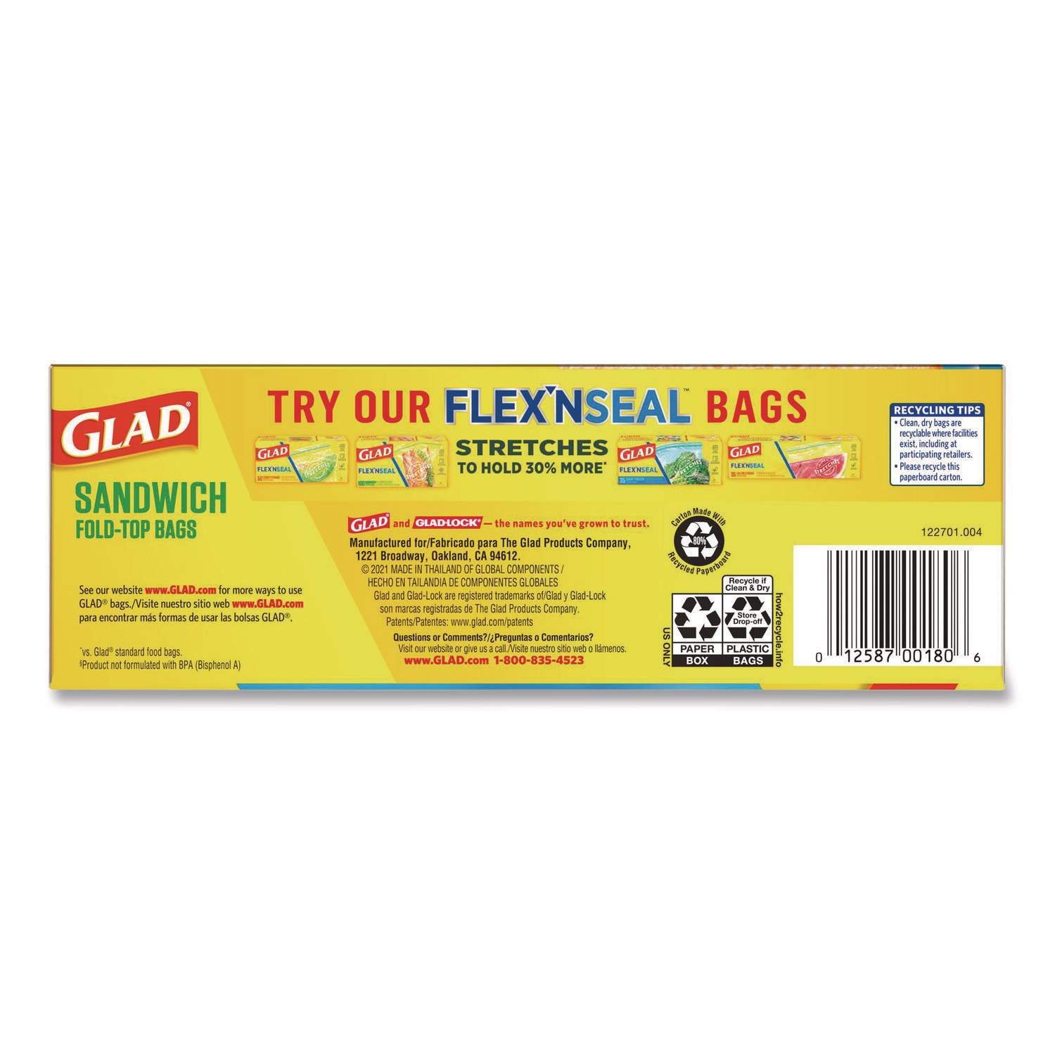 Fold Top Food Storage Plastic Sandwich Bags by Glad® CLO60771