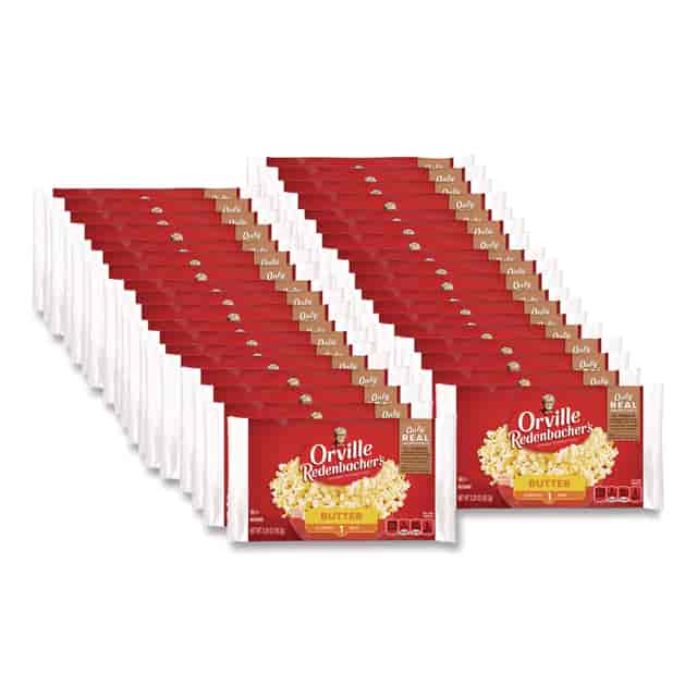 Gourmet Microwave Popcorn, Butter, 3.29 oz Bag, 36/Carton Gourmet Microwave Popcorn, Butter, 3.29 oz Bag, 36/Carton