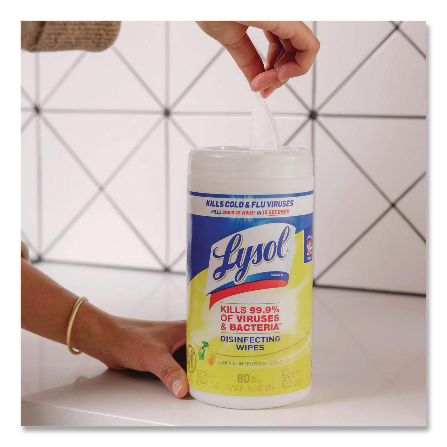 Lemon/Lime Disinfecting Wipes by Lysol RAC84251CT | OnTimeSupplies.com