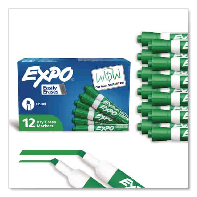 Low-Odor Dry-Erase Marker, Broad Chisel Tip, Green, Dozen Low-Odor Dry-Erase Marker, Broad Chisel Tip, Green, Dozen