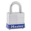 MLK7D - Four-Pin Tumbler Lock, Laminated Steel Body, 1.12" Wide, Silver/Blue, 2 Keys