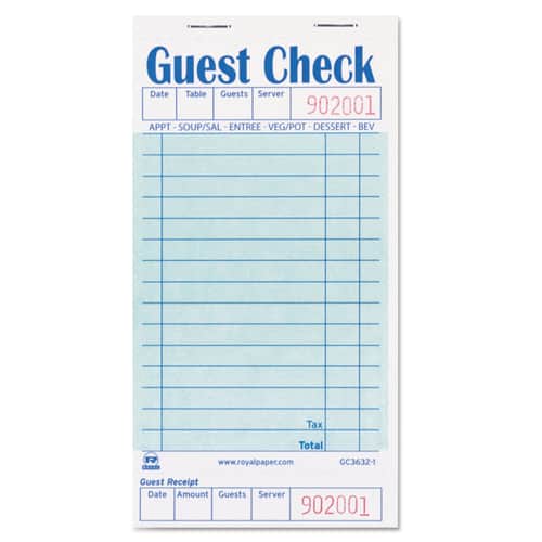 Guest Check Pad with Ruled Back by AmerCareRoyal® RPPGC36321 ...