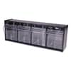 DEF20404OP - Tilt Bin Interlocking Multi-Bin Storage Organizer, 4 Sections, 23.63" x 6.63" x 8.13", Black/Clear
