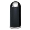 SAF9636BL - Dome Top Receptacle with Spring-Loaded Door, 15 gal, Steel, Black