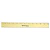 ACM05221 - Flat Wood Ruler with Two Double Brass Edges, Standard/Metric, 12", Clear Lacquer Finish