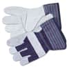 CRW12010L - Men's Split Leather Palm Gloves, Gunn Cut, Wing Thumb, Large, Gray, Dozen