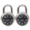 MLK1500T - Combination Lock, Stainless Steel, 1.87" Wide, Silver/Black, 2/Pack
