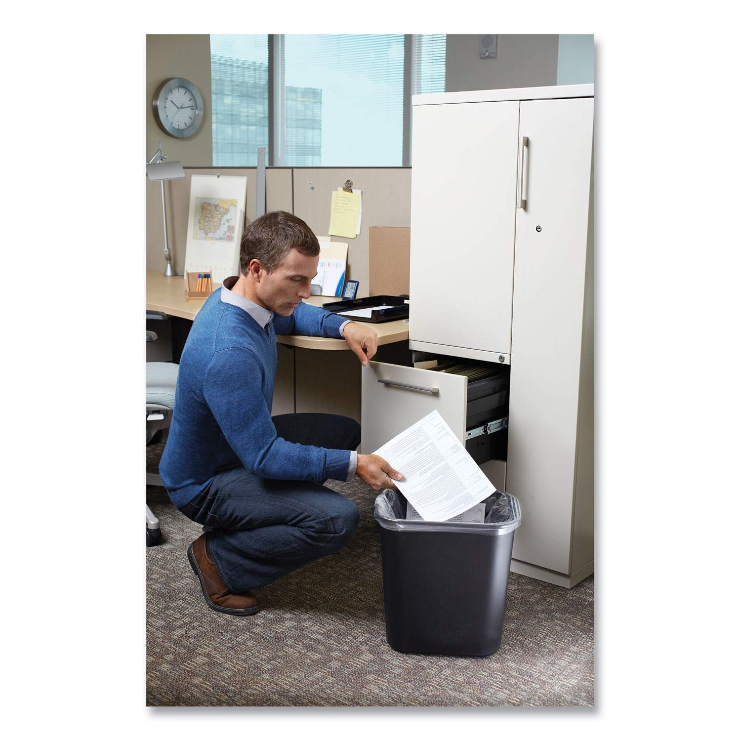 Deskside Plastic Wastebasket by Rubbermaid® Commercial RCP295600BK