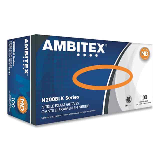 N200 Series Powder-Free Nitrile Gloves by AMBITEX® TXINMD200BLK