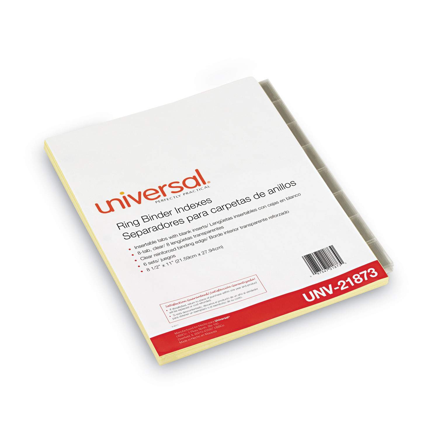 Universal Economical Insertable Index, Clear Tabs, 8-Tab, Letter, Buff, 6 Sets/Pack