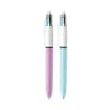 BICAMP21 - 4-Color Multi-Color Ballpoint Pen, Retractable, Medium 1 mm, Lime/Pink/Purple/Turquoise Ink, Assorted Barrel Colors, 2/Pack