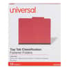 UNV10203 - Pressboard Classification Folders, 2/5-Cut Tab, Expands 2", 1 Divider, 4 Fasteners, Letter Size, Ruby Red, 10/Box