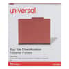 UNV10250 - Pressboard Classification Folders, 2/5-Cut Tab: Right of Center, Expands 2", 1 Divider, 4 Fasteners, Letter Size, Red, 10/Box