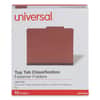 UNV10290 - Pressboard Classification Folders, 2/5 Tab: Right of Center, Expands 3", 3 Dividers, 8 Fasteners, Letter Size, Red, 10/Box