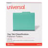 UNV10302 - Pressboard Classification Folders, 2/5-Cut Tab, Expands 2", 2 Dividers, 6 Fasteners, Letter Size, Emerald Green, 10/Box