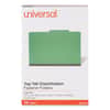 UNV10312 - Pressboard Classification Folders, 2/5-Cut Tab, Expands 2", 2 Dividers, 6 Fasteners, Legal Size, Emerald Green, 10/Box